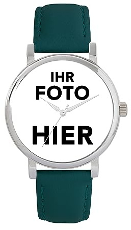 Toff London Personalisierte Fotogeschenke für Frauen, Analoganzeige, Uhr mit japanischem Quarzwerk und silbernem Gehäuse, individuell gefertigte Uhr mit Gravur