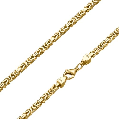 SchmuckForever Vergoldete Königskette 3mm 925 Silber massiv - Länge Wählbar - Vergoldet - Collier Halskette oder Armband (45)