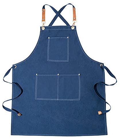 fayengan Arbeitsschürze Herren,Robuste Werkzeugschürze Für Männer, Arbeitsschürze Mit Werkzeugtaschen Für Küche, Garten, Keramik, Werkstatt, Garage Und Mehr (Color : Blue, Size : XL)