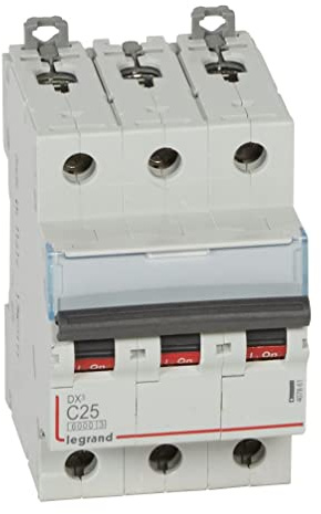 Legrand 407861E, Interruttore automatico magnetico termico, 3P, 25A, Curva C, 10kA, 3 moduli, DX3