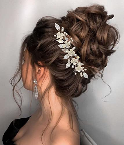 Unicra Épingles à cheveux en forme de feuille d'argent pour femme et demoiselle d'honneur