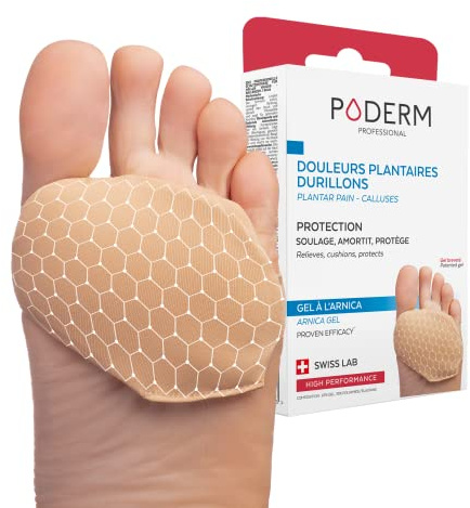 PODERM - BALLENPOLSTER VORFUSS - HÜHNERAUGEN/PLANTARSCHMERZEN SCHUTZ - Polster und beugt Schwielen vor – 100% natürliche Wirkstoffe – Swiss Lab