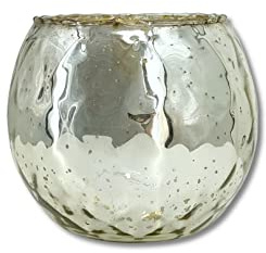 DARO DEKO Teelicht-Glas rund Ø 13 x 10cm antik Silber Dekogläser Windlicht Teelichthalter