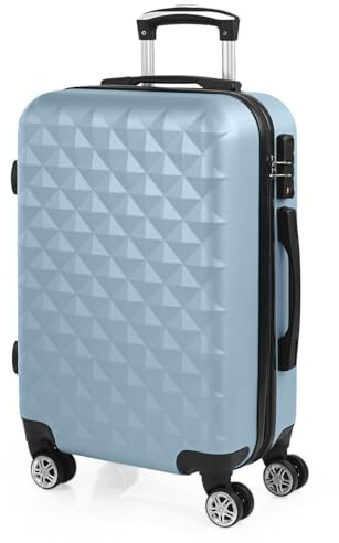 ITACA - Maleta de Cabina 55x40x20 - Maletas De Viaje Cabina Rígidas Trolley con 4 Ruedas Dobles para Avion Ligera Equipaje De Mano Candado de Combinacion TSA. Compatible Ryanair, Azul Claro
