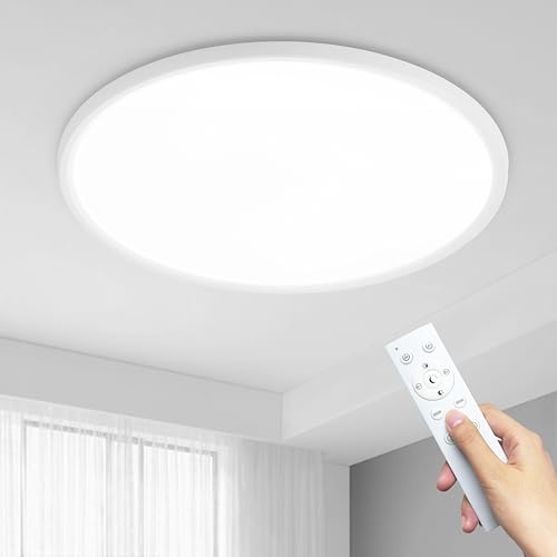 MOONSEA 36W LED Deckenleuchte Deckenlampe Flach Ø40cm Rund Dimmbar | 3000-6500K Ultra Dünn Deckenlampe mit Fernbedienung, Deckenleuchte Weiß für Wohnzimmer Schlafzimmer Kinderzimmer Badezimmer