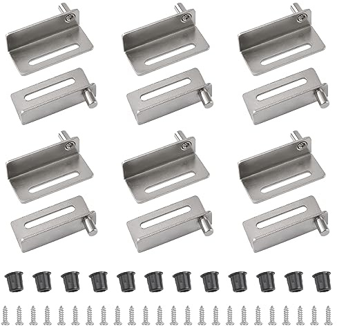 UFURMATE Eisen Pivot Scharnier, 6 Paar Silber Schrank Holz Türscharniere mit Stift Verdeckter Schaft Schranktür Pivot Scharniere Rechtwinklige Türscharniere für freischwingende Holzschranktür