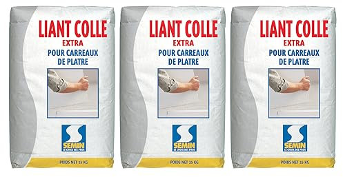 Colle Liant Extra Semin, Carreaux de Plâtre, Intérieur, Poudre, Sac de 25 kg (Lot de 3)