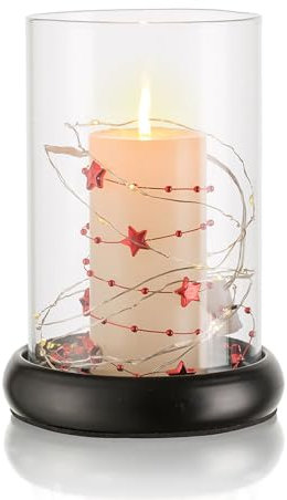 Windlicht Glas Kerzenständer mit Glaszylinder：Romadedi Kerzenhalter Windlichter Stumpenkerzen Deko Für Wohnzimmer Hochzeit Tisc Esstisch Tischdeko Party Dekoration, Black