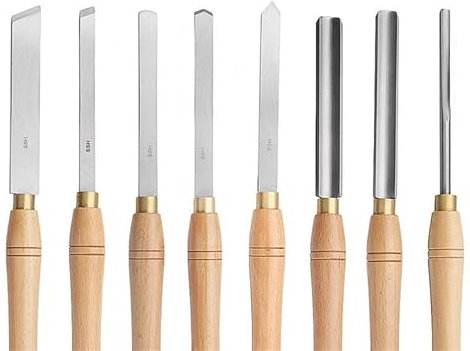 Lot de 8 burins de tour en acier rapide pour outils de travail du bois