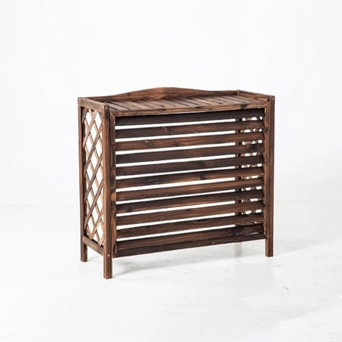 Las pantallas de privacidad de cercas de madera decoran, cercas de aire acondicionado, recintos for equipos de piscinas al aire libre, cubiertas de aire acondicionado con contraventanas de madera. ( S