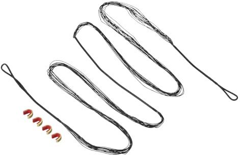 PATIKIL Corde d'arc de Remplacement avec 4 Points d'Encoche pour AMO 64, 14 Brins, Corde d'arc Classique Longue Traditionnelle, Noire
