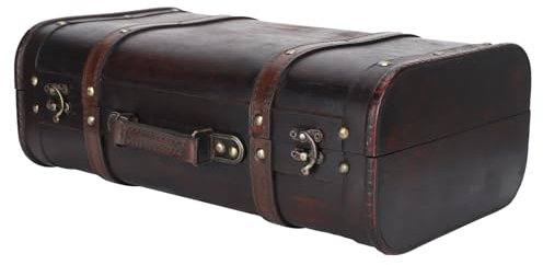 Altmodische Kleine Koffer-Dekobox mit Riemen, Schatzkiste aus Holz mit Griff, Antike Loking-kleine Holzkiste, Dekorative Aufbewahrungstruhe
