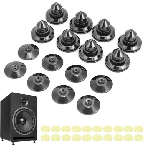 QWORK® 8 Pezzi Punte per Altoparlanti, Supporto per Altoparlanti in Ottone Placcato Oro, Supporti per Altoparlanti Antiurto per Altoparlanti di Dispositivi HiFi