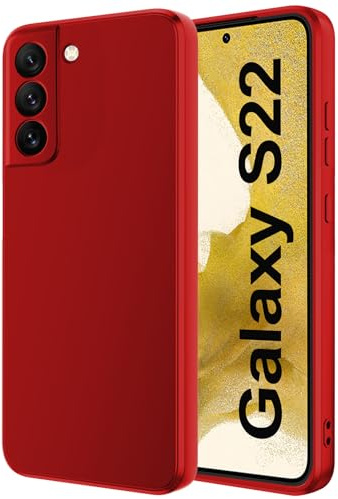 Qasyfanc Cover Compatibile con Samsung Galaxy S22 5G con Protezione Fotocamera, in Silicone Morbida, Antiurto, Sottile, Elegante, Rosso