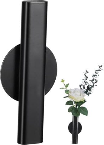 ROMISBABA Wandvase Aus Metall Klein Schwarz Wandblumenständer Für Esszimmer Büro Dekoration Selbstklebend Wandblumentube Für Frische Und Künstliche Blumen
