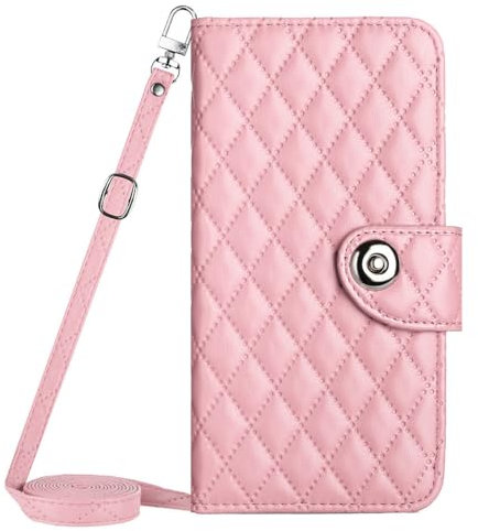 Crossbody-Taschen für iPhone 12 min, PU-Leder, Brieftasche, Ständer, Klappriemen, Handgelenkseil, Kartenfächer, Schutzhülle für iPhone 12 min, Rosa