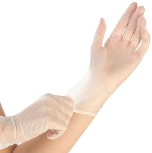 FRANZ MENSCH 1000 Stück Hygonorm Untersuchungshandschuhe Ideal Virus | Vinyl, transparent, 9/L, L: 24cm, Karton, Medizinhandschuhe, Einmalhandschuhe, Vinylhandschuhe