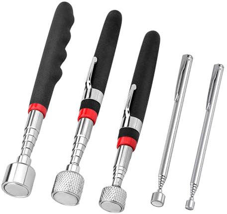 5 Pezzi Asta Telescopica Magnetica, Strumento di Raccolta Magnetico Estensibile, Penna Telescopica Calamitata, 1.5LB 3LB 10LB 15LB 20LB per chiavi, Monete, Viti, Oggetti Metallici