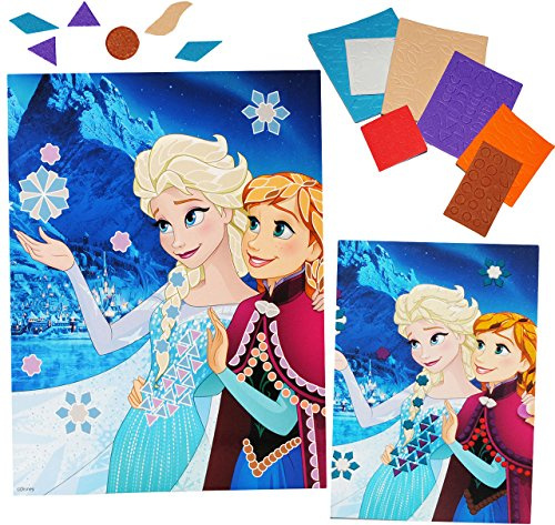 alles-meine.de GmbH Mosaikbild - Bastelset zum Kleben mit Moosgummi - die Eiskönigin - Frozen - mit Klebe Teilen - Aufklebern - Bild - nach Farben - Bilder - für Kinder/Mäd..