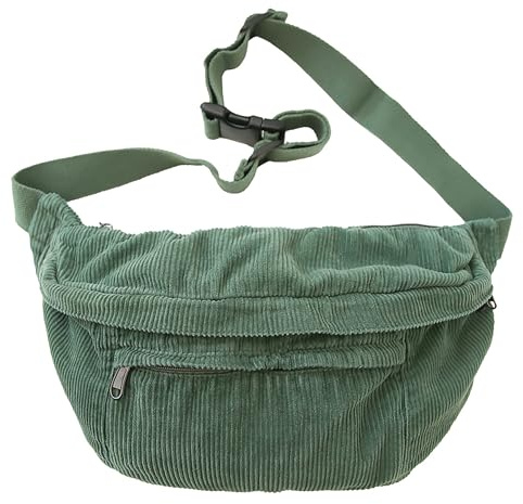 Micmores Sac Banane Femme Grand Format Tendence, Sac à Bandoulière Réglable - Sac Ceinture de Voyage pour Randonnée, Escalade, Festival (Verde)