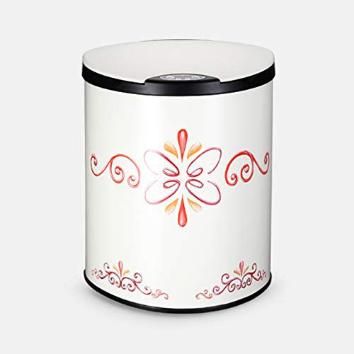 HPTHLY Poubelle Électrique Intelligente pour Maison, Poubelle Créative Et Commerciale Peinte À La Main, Poubelle en Métal De 2,3 Gallons avec Couvercle pour Salon, Chambre À Cou,Rouge