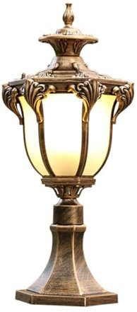 YGZPALH Lampada A Colonna da Palo Europeo Moderna Lampada da Giardino con Base per Montaggio su Pilastro, Lanterna A Colonna in Vetro per Esterni Illuminazione Paesaggistica Impermeabile per Patio