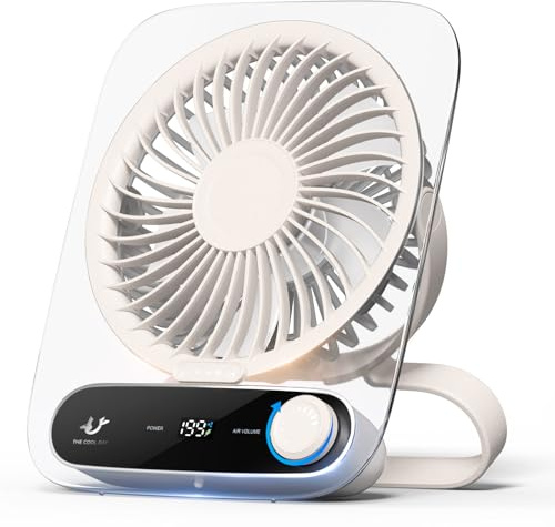 Mini Desk Fan, 199 Adjustable Speeds, USB Rechargeable with 3000mAh Battery | 180° Adjustable Tilt, Digital Display, Easy-Clean Removable Cover, Ultra-Quiet Operation <40dB for Bedroom, Office and Travel