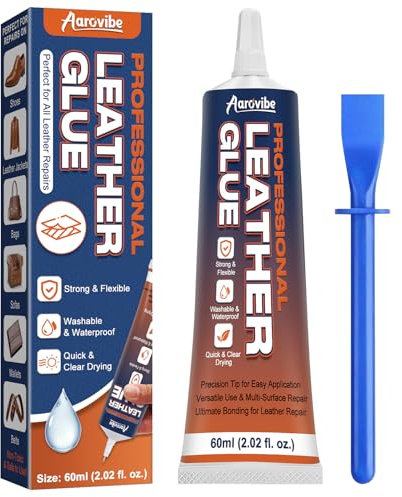 Aarovibe Leather Glue, 60ml Strong & Flexible Leather Adhesive – Waterproof, Quick-Dry & Clear Repair Glue for Shoes, Jackets, Handbags, Sofas, Car Seats & More – Long-Lasting Bond for Durable Fixes