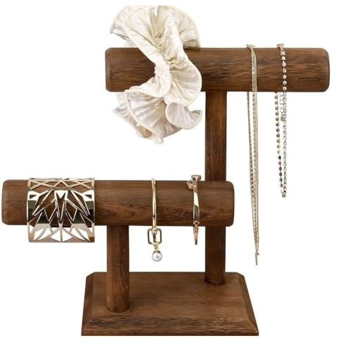 Fuhjythy Porta Orologi Supporto per Orologi In Legno Torre Espositiva Organizzatore di Gioielli per Bracciali e Collane Porta Orologi Organizzatore,C