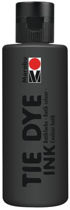 Marabu TIE DYE INK 17300004073 - Colore batik a base d'acqua, vegano, per tessuti chiari, fino al 20% di fibre sintetiche, colore nero, 80 ml