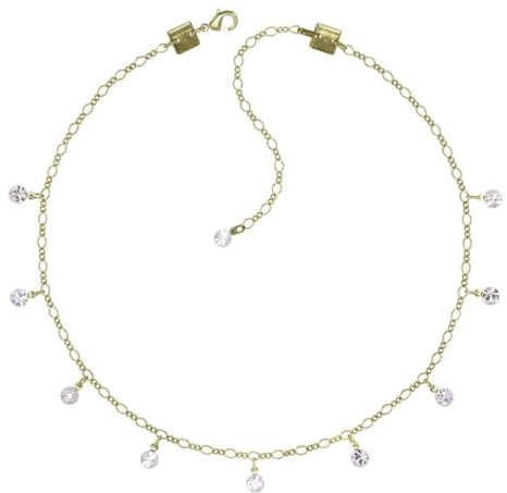 Konplott: Collier Tutui shinny brass, verspieltes modernes Figaro-Collier mit hängenden Kristallsteinen, für Damen/Frauen