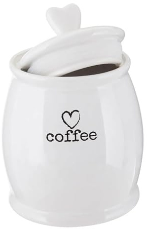 UNIQUE HOME LIVING Coffee Canister, 800ml White Dolomite Storage Canister with Airtight Lid, Kitchen Storage Jar Container for Tea, Easy to Open, Kitchen Accessories Essentials, 16 x 12cm