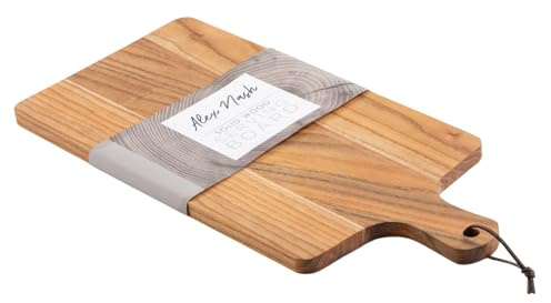 Alex Nash Acacia Wood Chopping Board & Serving Tray with Handle - Rustic Wooden Paddle Cutting Board for Kitchen, Meat & Vegetables – Serving Platter for Cheese & Charcuterie - 45 x 21 x 1.5cm (1)