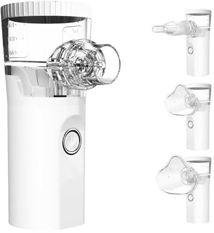 TEKXDD Nebulizador Portatil, Nebulizador USB-C Recargable para Adultos y Niños, Funcion Autolimpieza Ultrasónico Silencioso Nebulizador con 2 Máscaras y Boquilla, inhalador Con Mango