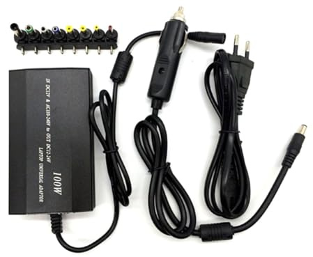 Harewtwy Caricatore DC per Auto per Laptop 100w Alimentatore Universale con 8 Adattatori Eu