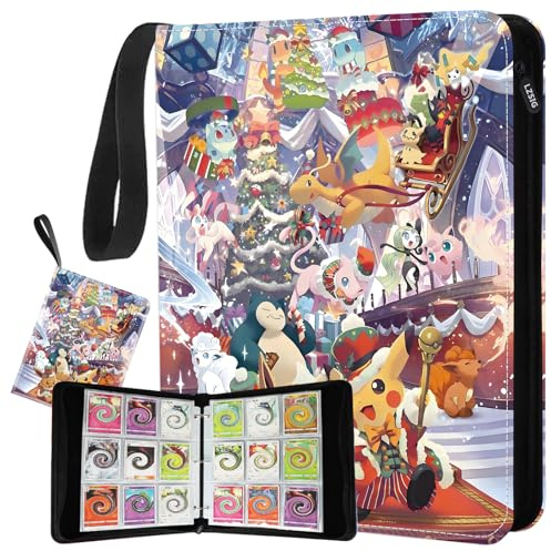 Raccoglitore per carte a 9 tasche - Può contenere 1008 carte con 56 bustine rimovibili, libro sportivo con cerniera a 3 anelli compatibile con TCG, MTG e carte da gioco, album da collezione di carte