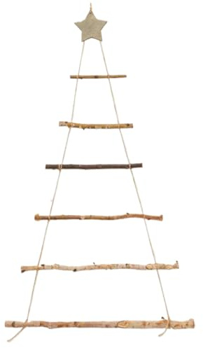 Holzleiter-Weihnachtsbaum, 7-lagiger hängender Baum mit Sternaufsatz für Wand-DIY-Dekoration, Stil 2/36 x 21 Zoll