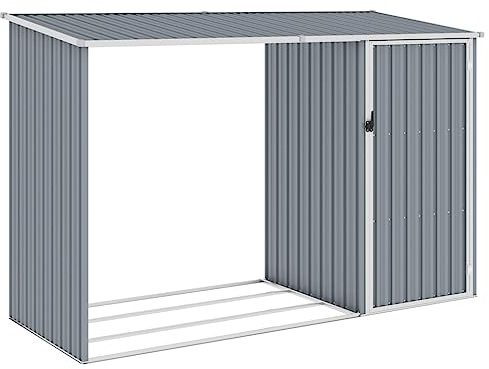 Refined Garten Brennholzlager Grau 245x98x159 cm Verzinkter Stahl