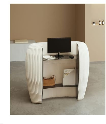 Bancone per ricevimenti bianco elegante banco cassa deposito stabile soluzione per ufficio o ristorante armadietto compatto per piccoli spazi