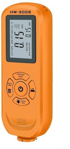 Jauge d'épaisseur de revêtement numérique HW300S pour une mesure précise du film sec avec induction magnétique et modes statistiques pour les tests de métal et de peinture (orange)