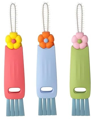 3 Pcs 3-in-1 Cup Lid Cleaning Brush, Portable Multifunctional Bottle Gap Cleaner, Stiff Bristle Kitchen Crevice Tool for Water Bottles, Mugs and Teapots
