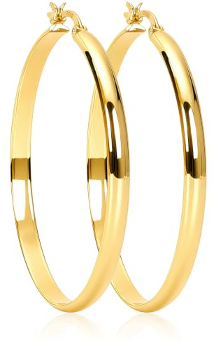 Creolen Gold 5mm Breite, Silber 925 für Damen, Ohrringe Gold Creolen Wasserfest, Hypoallergene 14K Vergoldet Groß 30/40/50mm