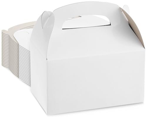 Weiße Papier-Geschenkboxen, 24 Stück Faltschachteln für Snacks, Geburtstage, Partys, Bäckereien, Je 16 x 9 x 9 cm