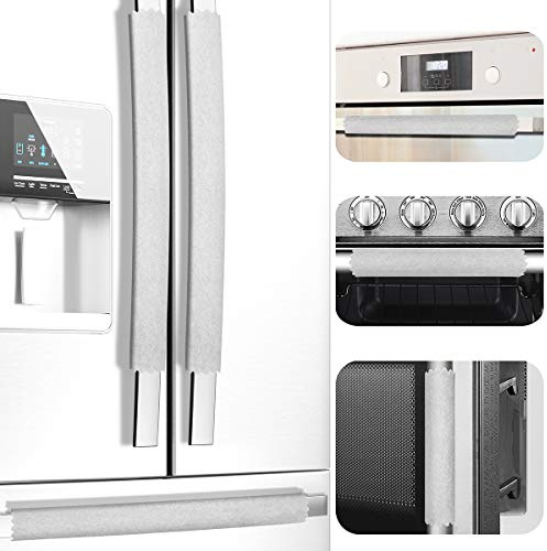 MRKG Refrigerator Door Handle Covers, Set of 6, Sleek and Form-Fitting, Keep Your Kitchen Appliance Clean from Smudges, Drips, Food Stains, Oil (Light Grey)