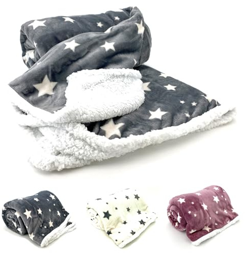 heimtexland - Manta de peluche (tamaño XL, 200 x 150 cm), diseño de estrellas, color gris