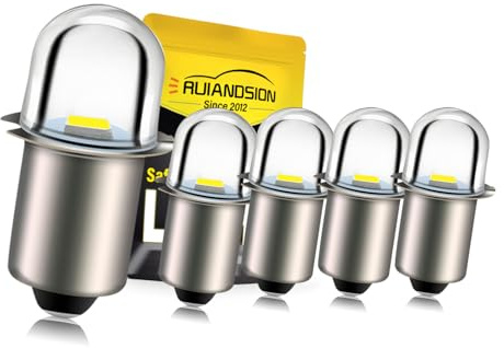 Ruiandsion Upgrade Ampoules de lampe de poche LED P13.5S Prise de base Ampoules LED blanches Remplacement 3V pour lampes de torche de lampe de poche de phare, sans polarité (lot de 5)
