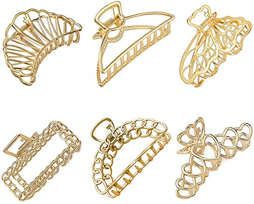 Gativs Haarklammer Metall 6 Stück Klaue Clips Haarklemmen Damen Groß Krallen Clips Hohle Rutschfeste Haarnadel Haar Zubehör Geometrische Haarclips Vintage Metall Haarschmuck für Frauen Haarstyling