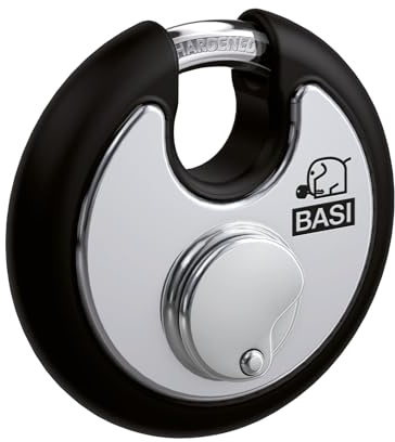 BASI | Cadenas rond avec les mêmes clés | diamètre 70 mm | acier inoxydable | résistant aux intempéries – serrure de sécurité | 1 pièce avec 2 clés