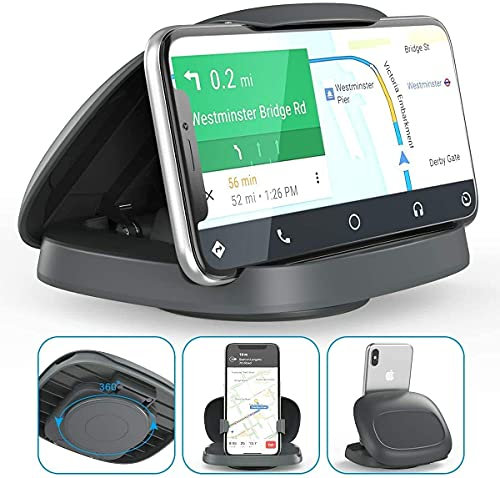 Tophot Porte Support Telephone Voiture,avec Base Rotative à 360°,Visualisation Horizontale et Verticale,Tableau de Bord socles de Téléphone Automobile iPhone Samsung Android Portable Smartphone
