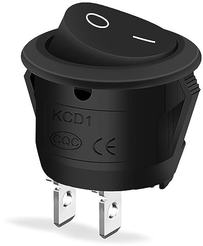 10 Stück Kippschalter Rund Bolatus Wippschalter ON/OFF Einrastbare mit Selbsthemmung Runde Schalter 10A/125V 6A/250V für Auto Boot Kfz Haushaltsgeräte black